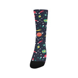 colorful space pattern planet star Crew Socks