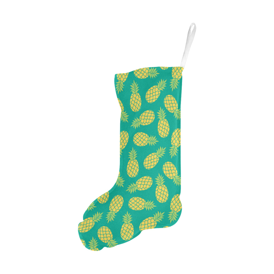 Pineapples pattern green background Christmas Stocking