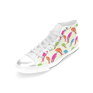 Colorful Chameleon lizard pattern Women's High Top Canvas Shoes White