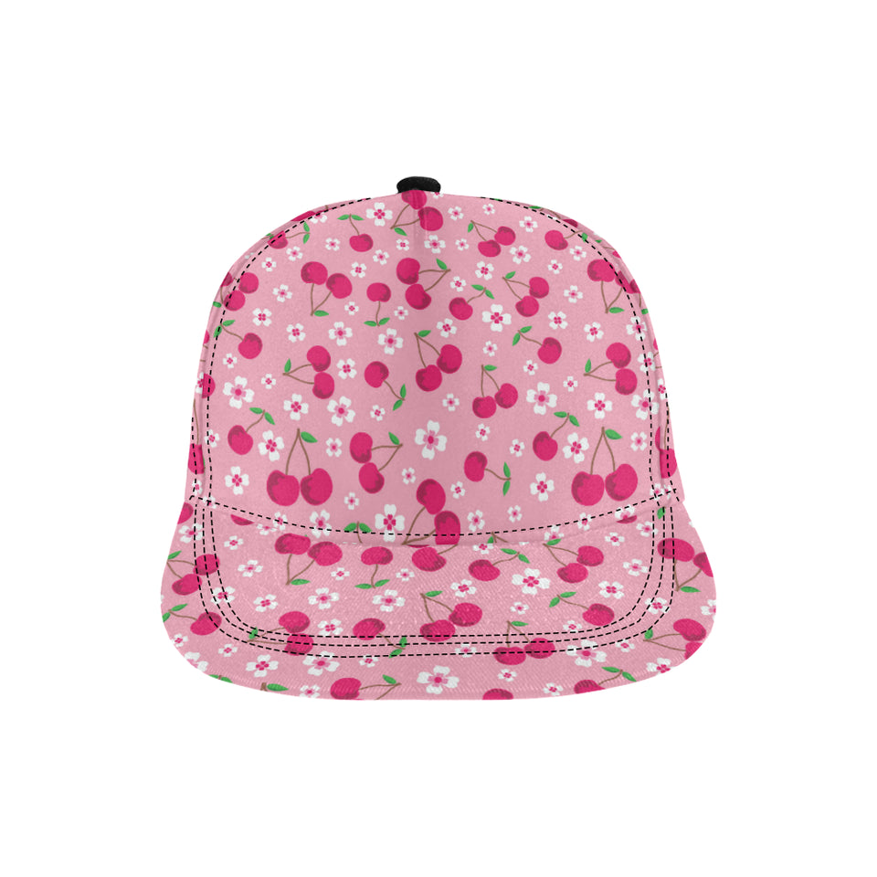 cherry flower pattern pink background All Over Print Snapback Cap