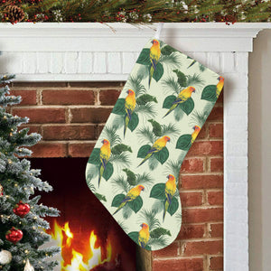 Beautiful parrot palm leaves pattern Christmas Stocking