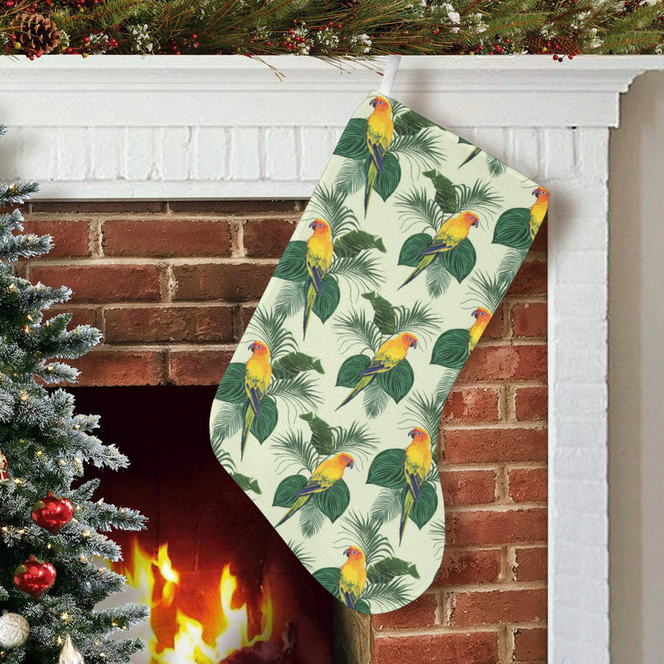 Beautiful parrot palm leaves pattern Christmas Stocking