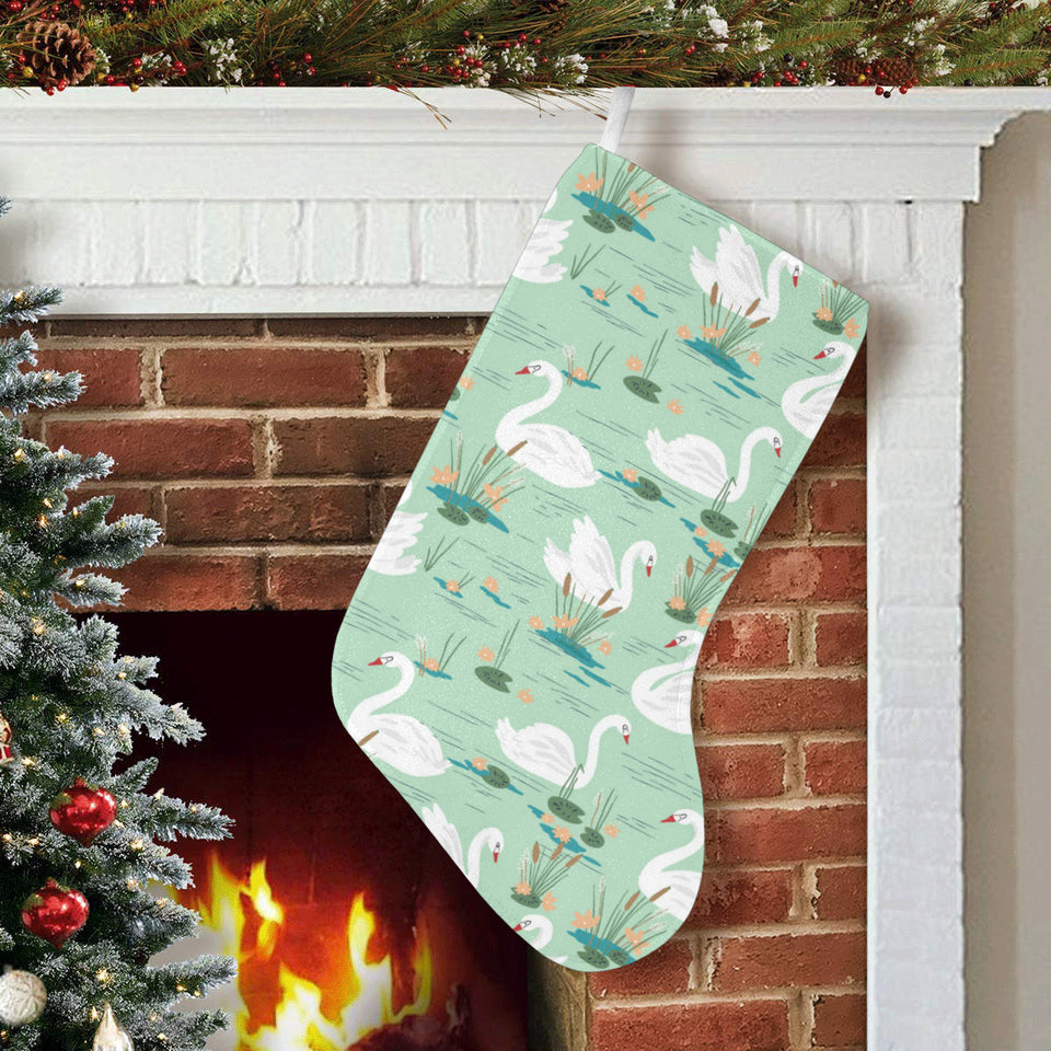 White swan lake pattern Christmas Stocking