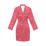 Skate Board Pattern Print Design 01 Women's Long Sleeve Belted Night Robe