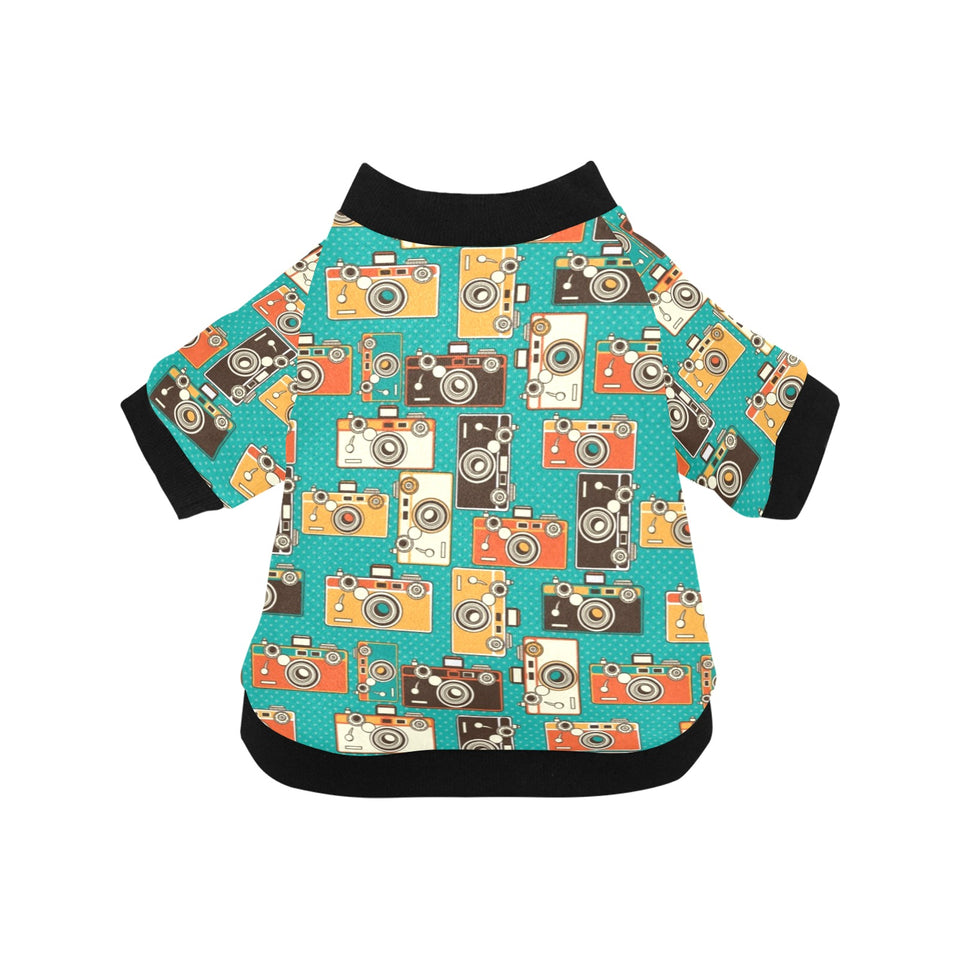 Camera Pattern Print Design 03 All Over Print Pet Dog Round Neck Fuzzy Shirt