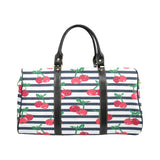 Hand drawn cherry pattern striped background Travel Bag