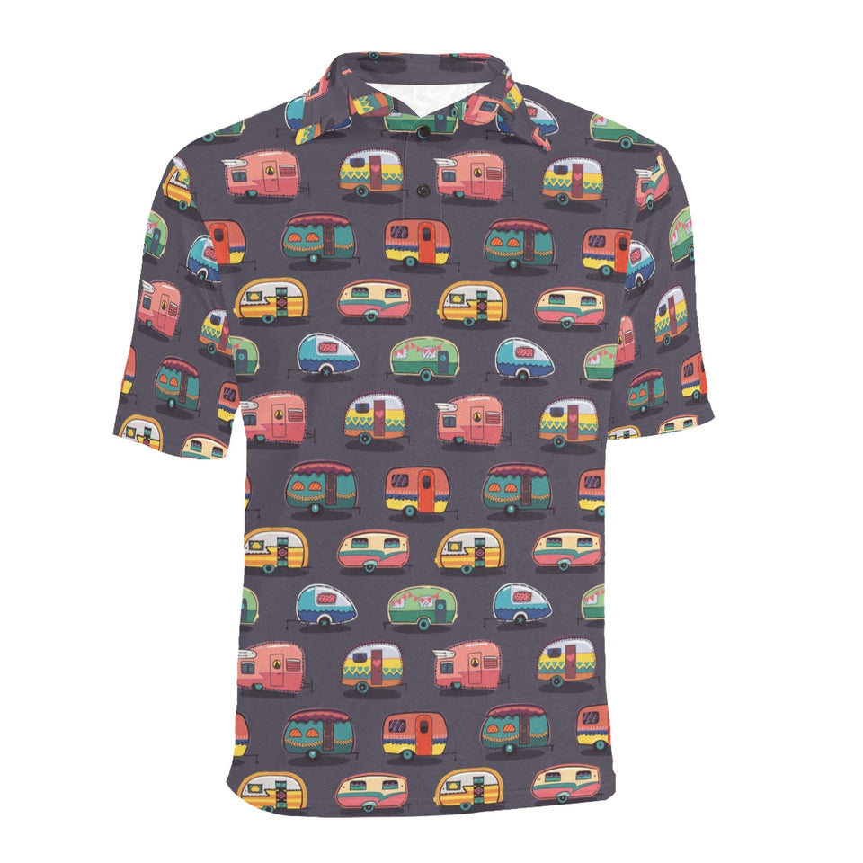 Camper Van Pattern Print Design 02 Men's All Over Print Polo Shirt