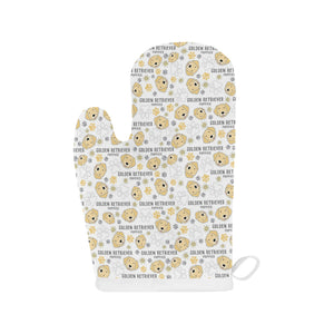 Golden Retriever Pattern Print Design 04 Heat Resistant Oven Mitts