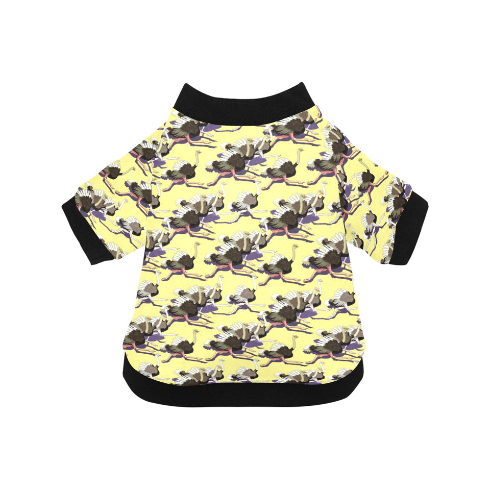 Ostrich Pattern Print Design 04 All Over Print Pet Dog Round Neck Fuzzy Shirt