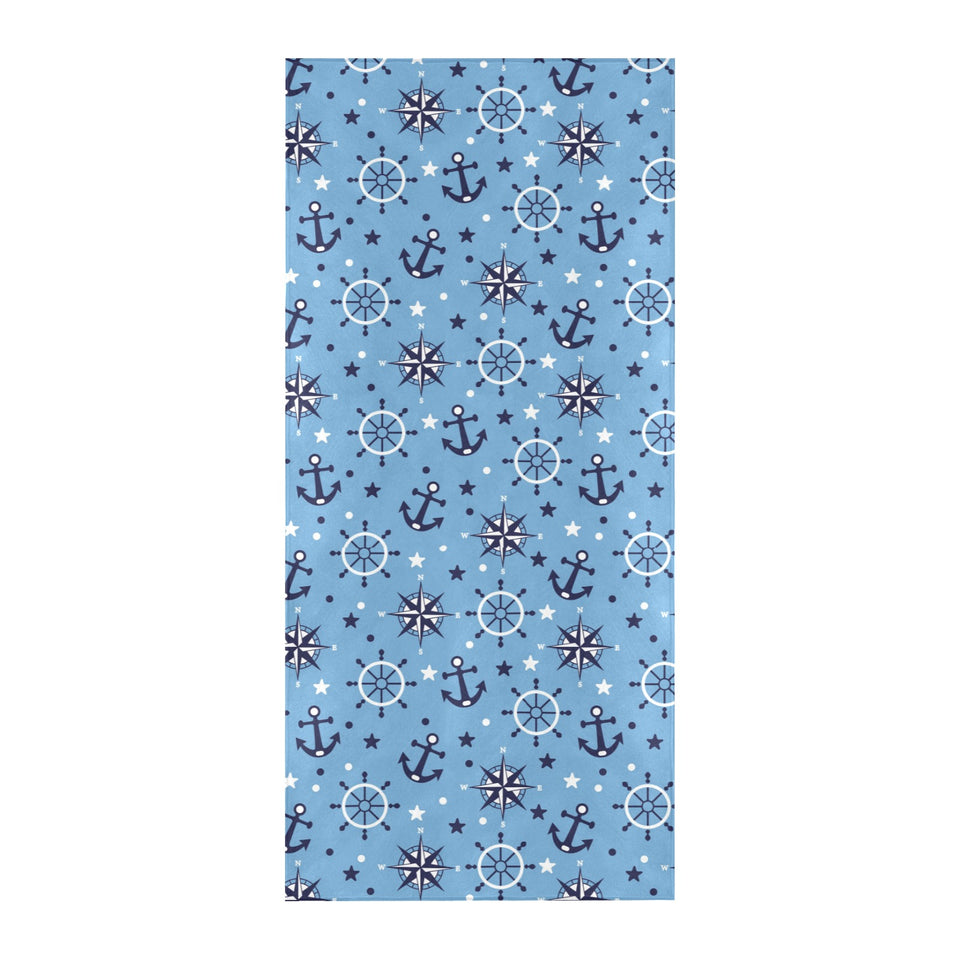 Anchors rudder compass star nautical pattern Beach Towel