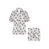 Ostrich Pattern Print Design 02 Women's V-Neck Short Pajama Set