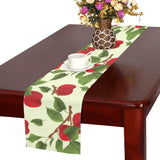 Red apples leaves pattern Table Runner