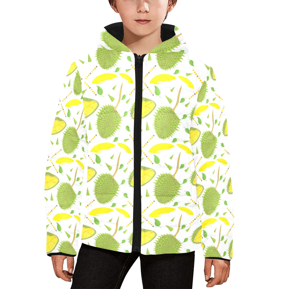 Durian pattern background Kids' Boys' Girls' Padded Hooded Jacket