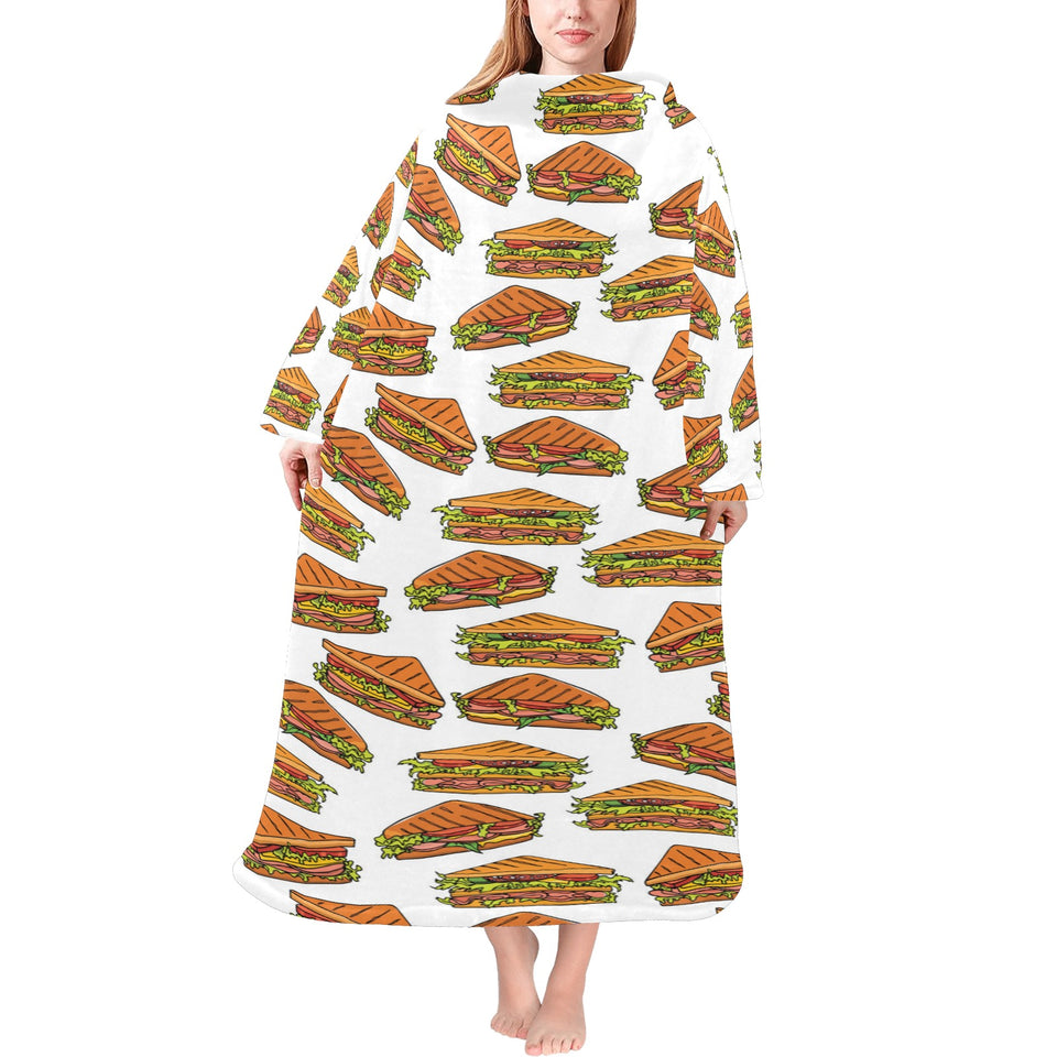 Sandwich Pattern Print Design 02 Blanket Robe with Sleeves