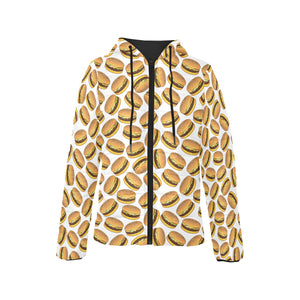 Hamburger Pattern Print Design 03 Women's Padded Hooded Jacket
