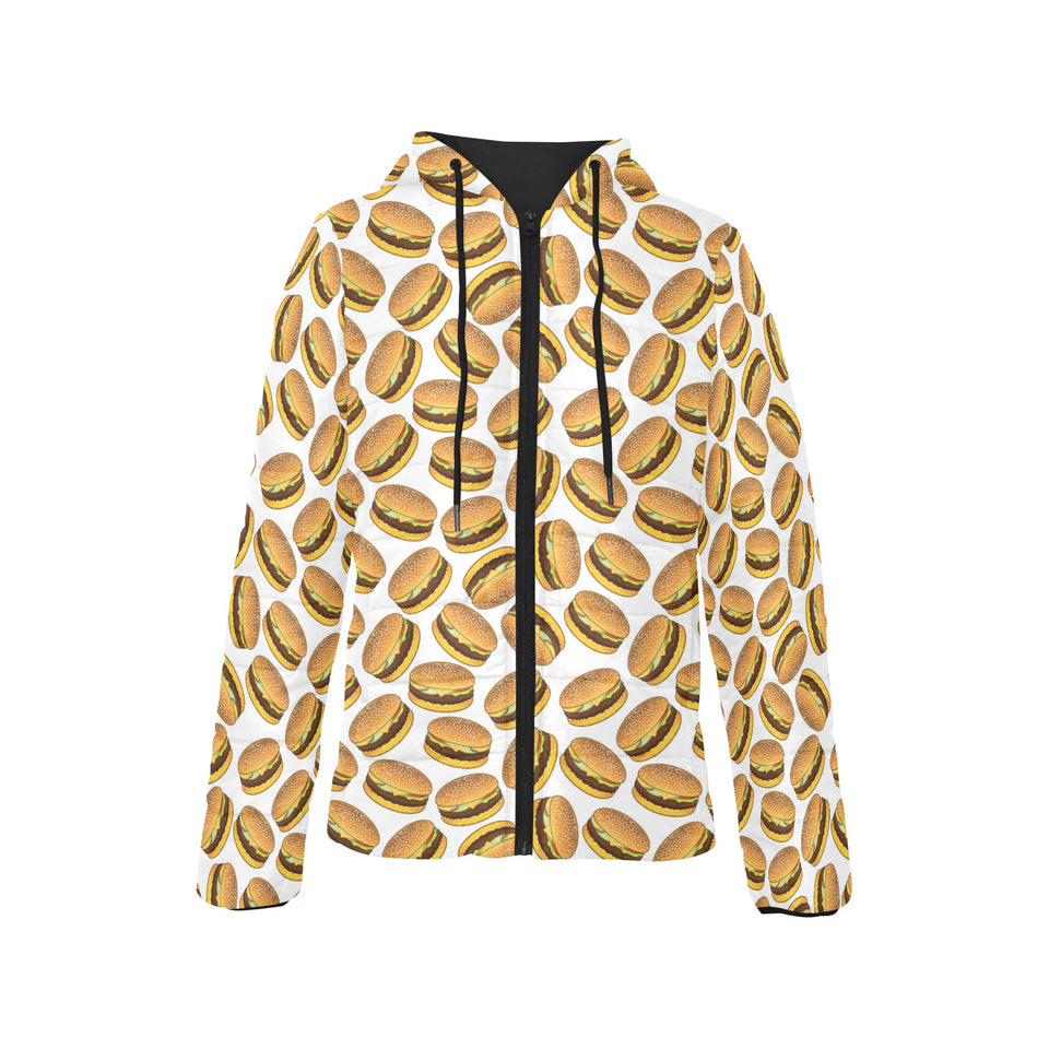 Hamburger Pattern Print Design 03 Women's Padded Hooded Jacket
