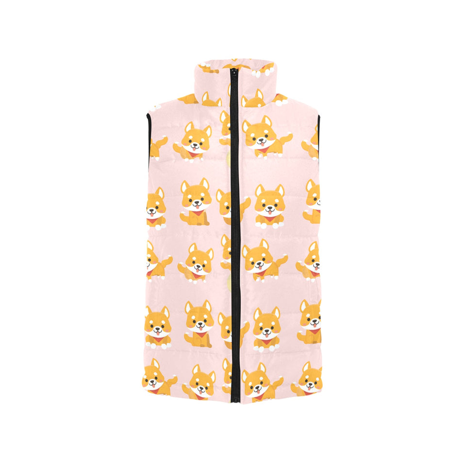 Cute shiba inu dog pattern Women's Padded Vest