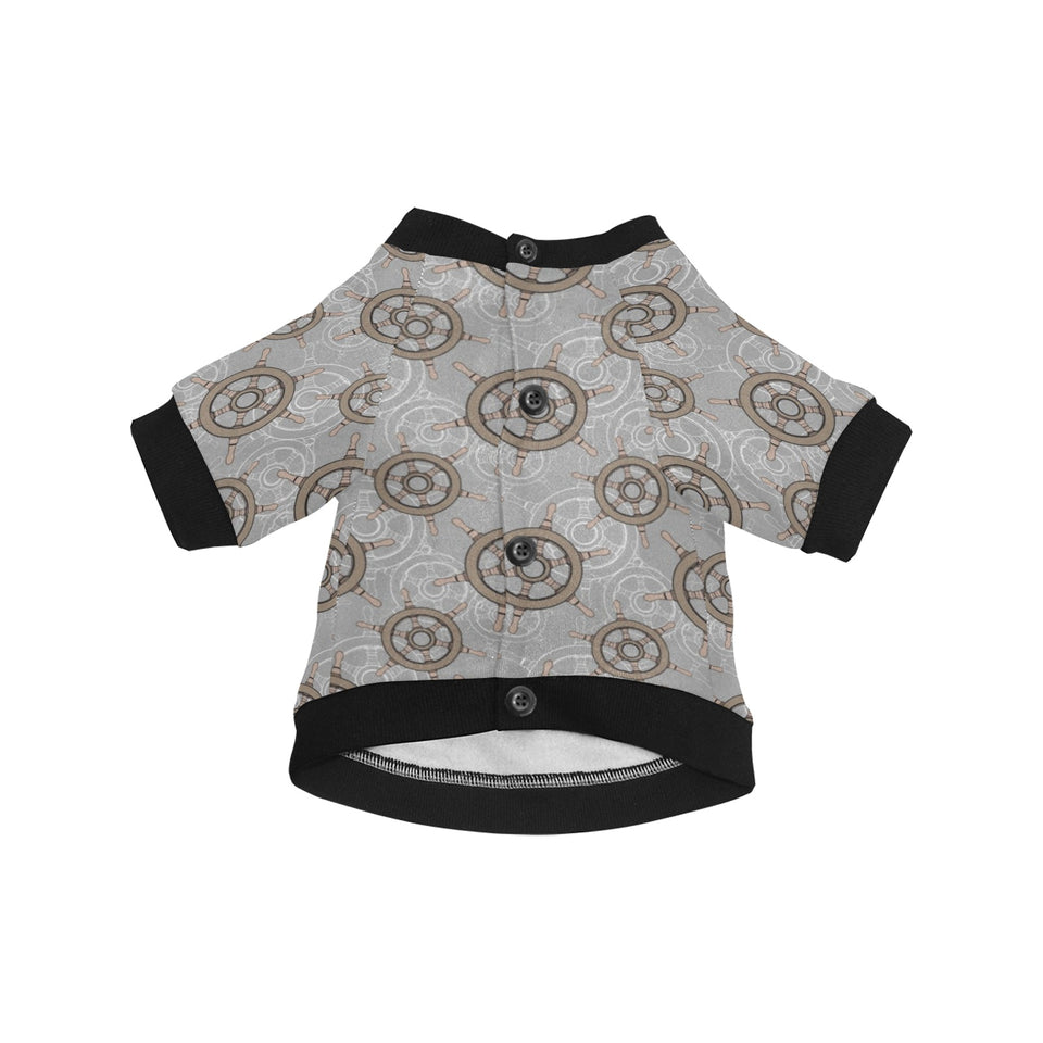 nautical wood steering wheel pattern All Over Print Pet Dog Round Neck Fuzzy Shirt