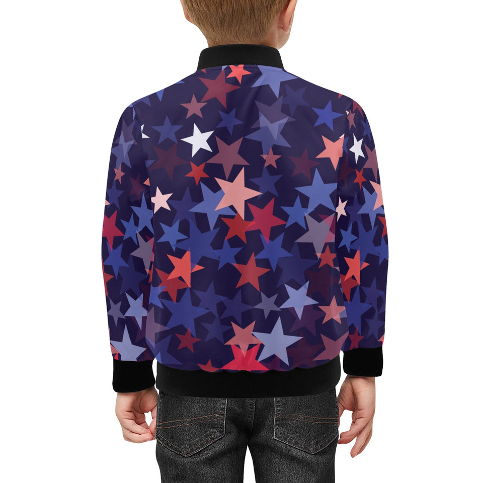 Red blue star pattern Kids' Boys' Girls' Bomber Jacket