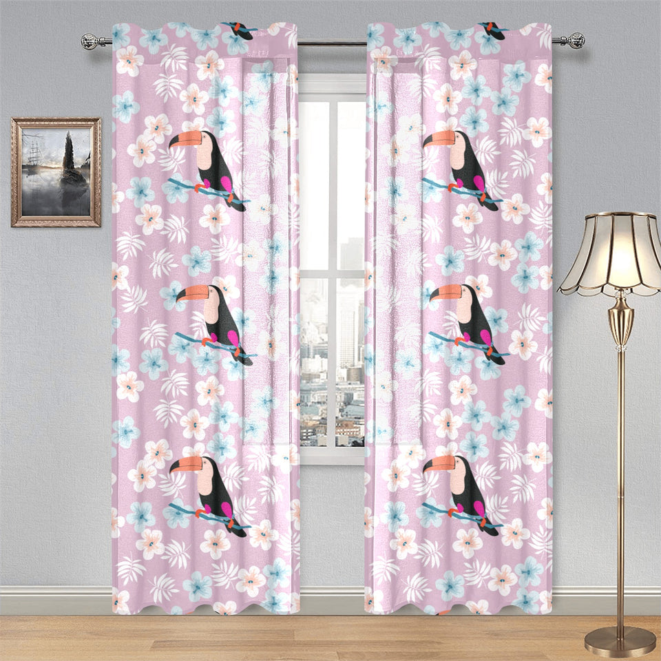 Beautiful toucan flower leaves Gauze Curtain