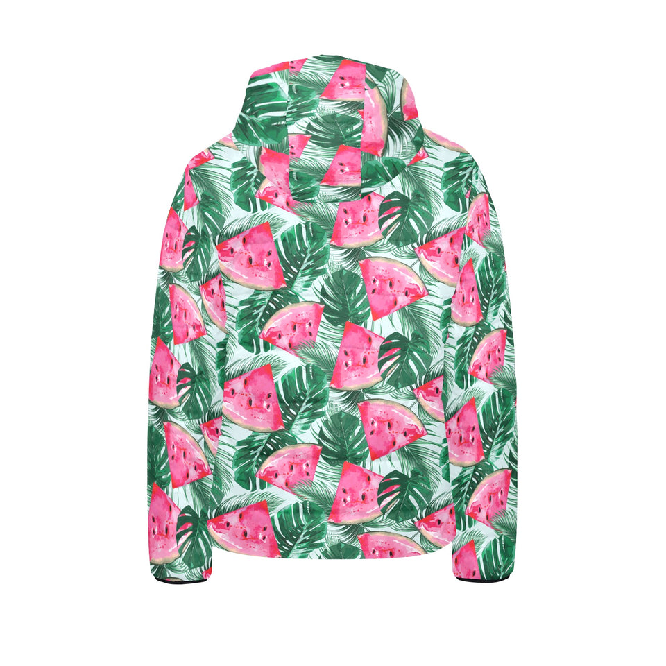 Watermelons tropical palm leaves pattern Kids' Boys' Girls' Padded Hooded Jacket