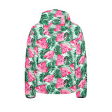 Watermelons tropical palm leaves pattern Kids' Boys' Girls' Padded Hooded Jacket