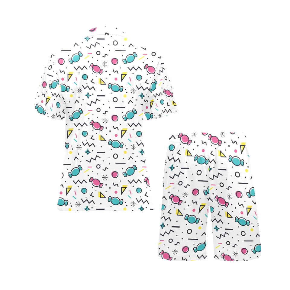 Candy design pattern Men's V-Neck Short Pajama Set