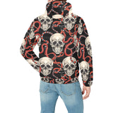 Red snake skull pattern Men's Padded Hooded Jacket