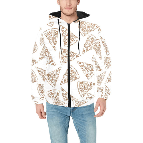Hand drawn pizza pattern Men's Padded Hooded Jacket