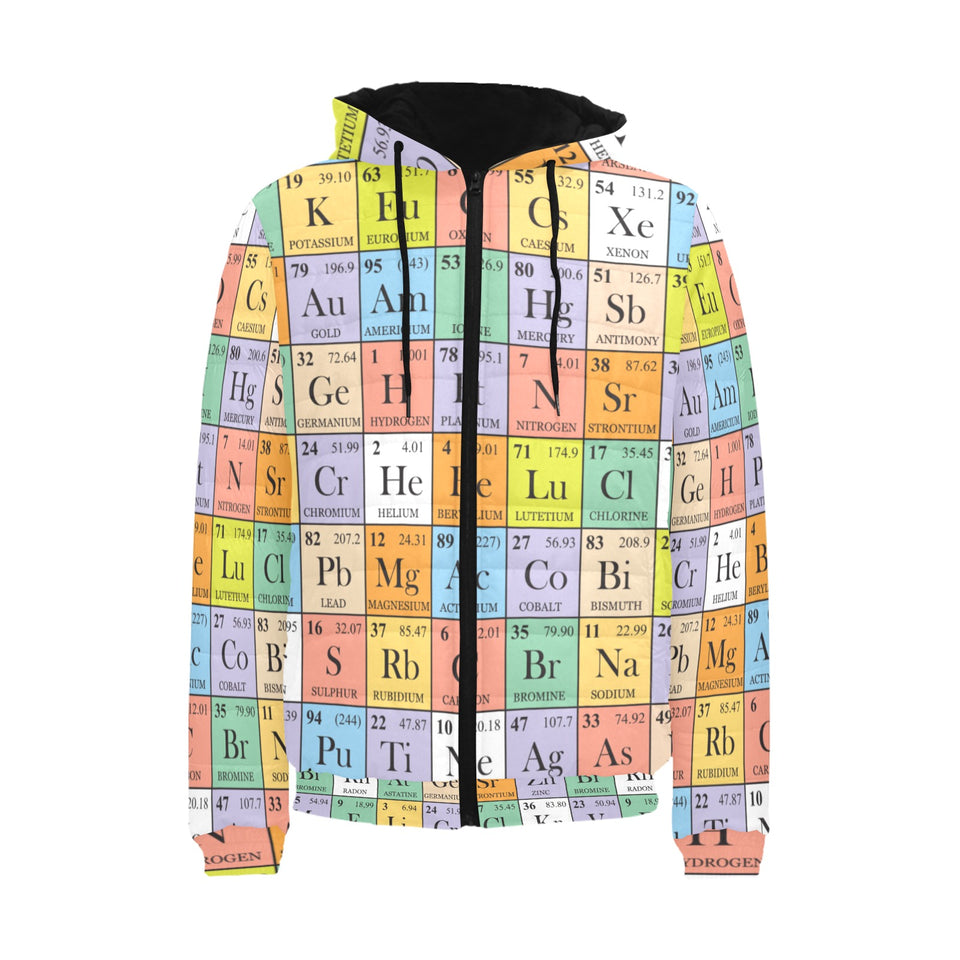Chemistry Periodic Table Pattern Print Design 01 Men's Padded Hooded Jacket