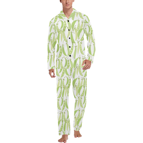 Green Peas Pattern Print Design 03 Men's Long Pajama Set