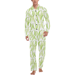 Green Peas Pattern Print Design 03 Men's Long Pajama Set