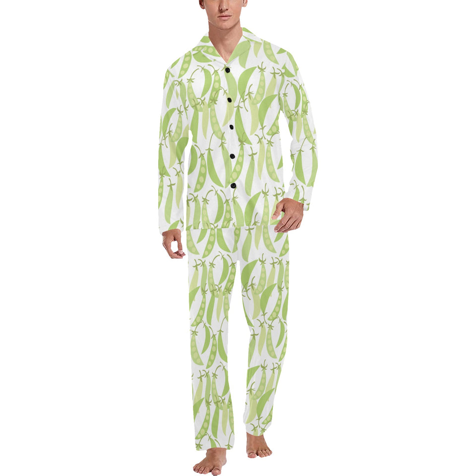 Green Peas Pattern Print Design 03 Men's Long Pajama Set
