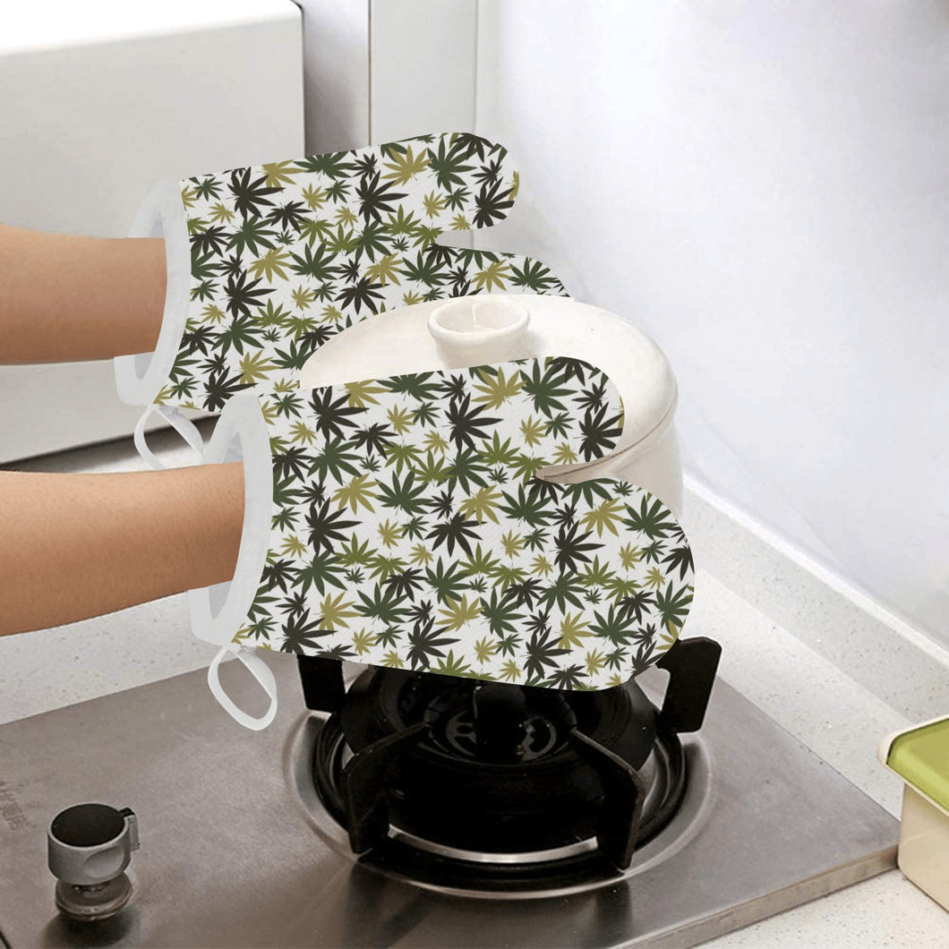 Canabis Marijuana Weed Pattern Print Design 05 Heat Resistant Oven Mitts