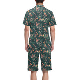 Snake forest pattern Men's V-Neck Short Pajama Set
