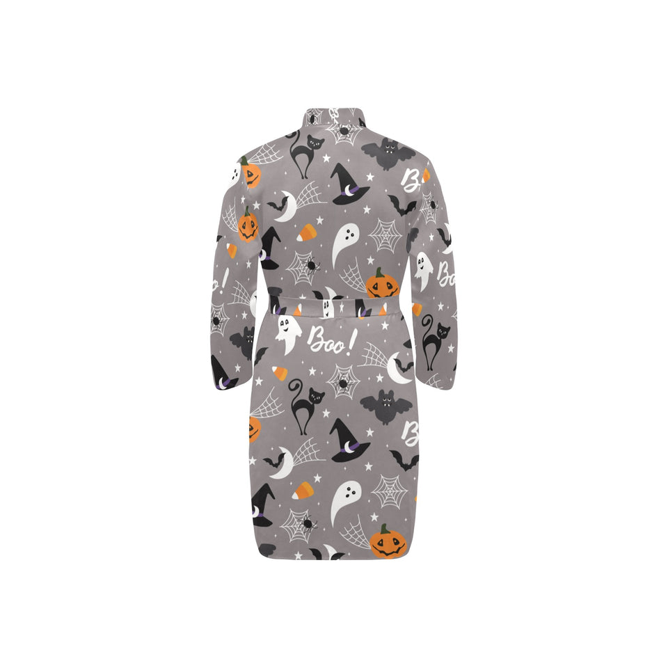 Halloween design pattern Men's Long Sleeve Belted Night Robe