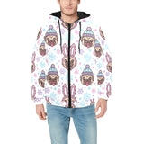 Cute pug hat rabbit costume pattern Men's Padded Hooded Jacket