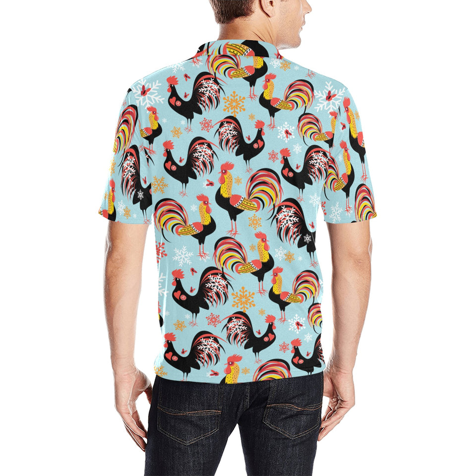 Rooster chicken cock snowfalke Men's All Over Print Polo Shirt