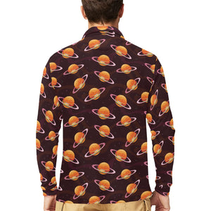 Hamburger Pattern Print Design 05 Men's Long Sleeve Polo Shirt