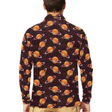 Hamburger Pattern Print Design 05 Men's Long Sleeve Polo Shirt