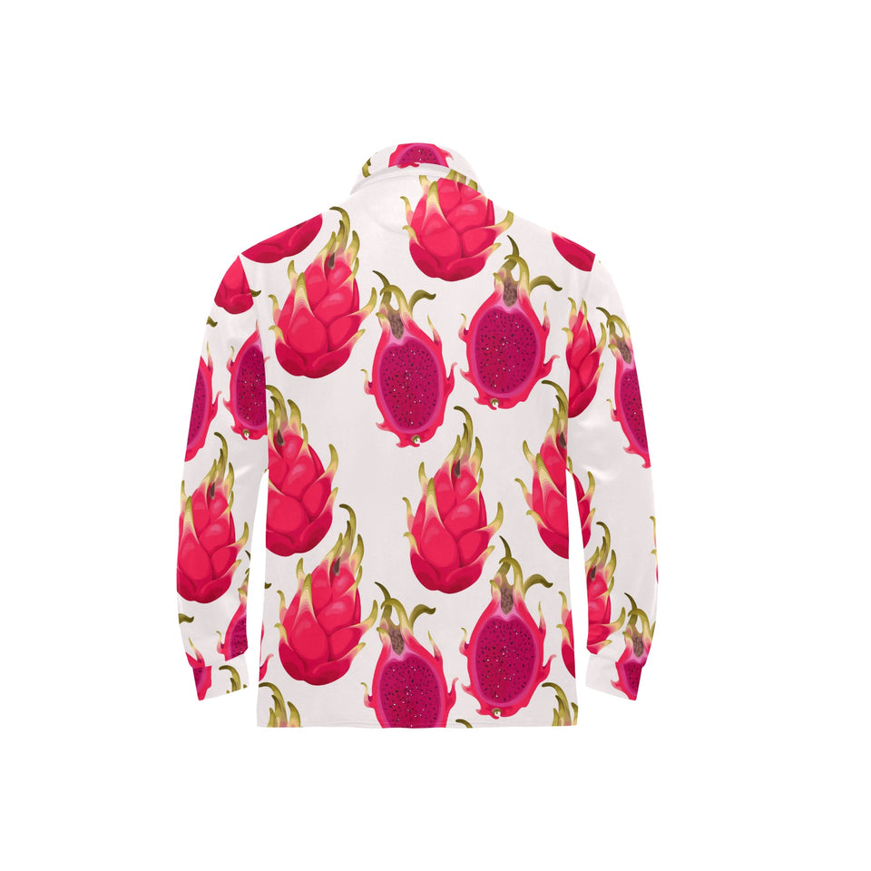 dragon fruits design pattern Men's Long Sleeve Polo Shirt