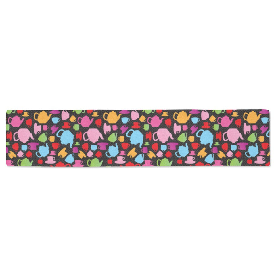 Tea pots Pattern Print Design 01 Table Runner