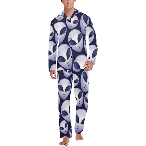 Alien Pattern Print Design 01 Men's Long Pajama Set