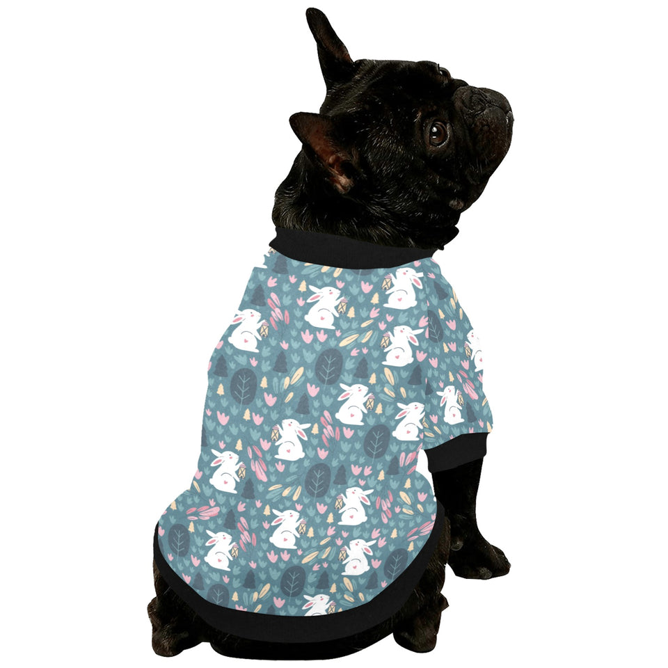 Cute rabbit pattern All Over Print Pet Dog Round Neck Fuzzy Shirt