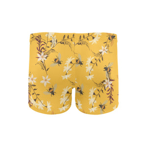 Bee flower pattern Men's Swimming Trunks