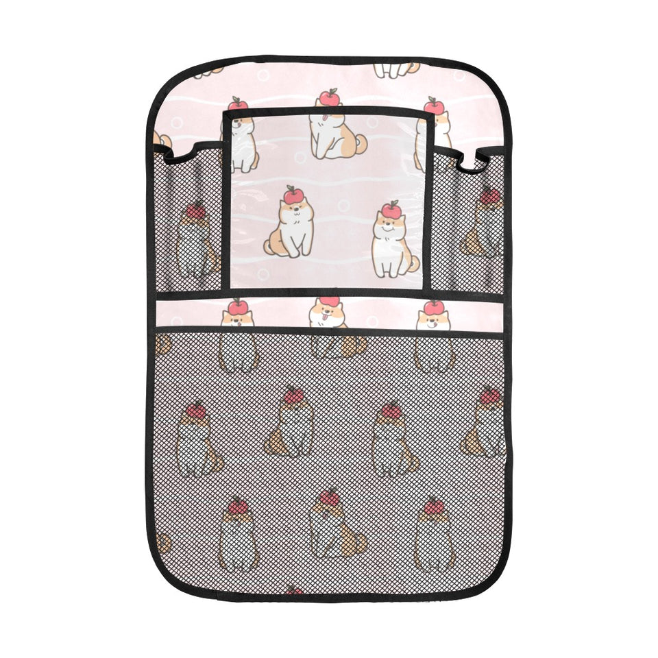 Cute Shiba Inu Dog Apple pattern Car Seat Back Organizer