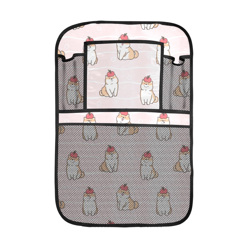Cute Shiba Inu Dog Apple pattern Car Seat Back Organizer