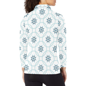 nautical steering wheel chain Women's Long Sleeve Polo Shirt