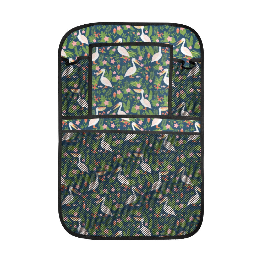 Pelican Pattern Print Design 05 Car Seat Back Organizer