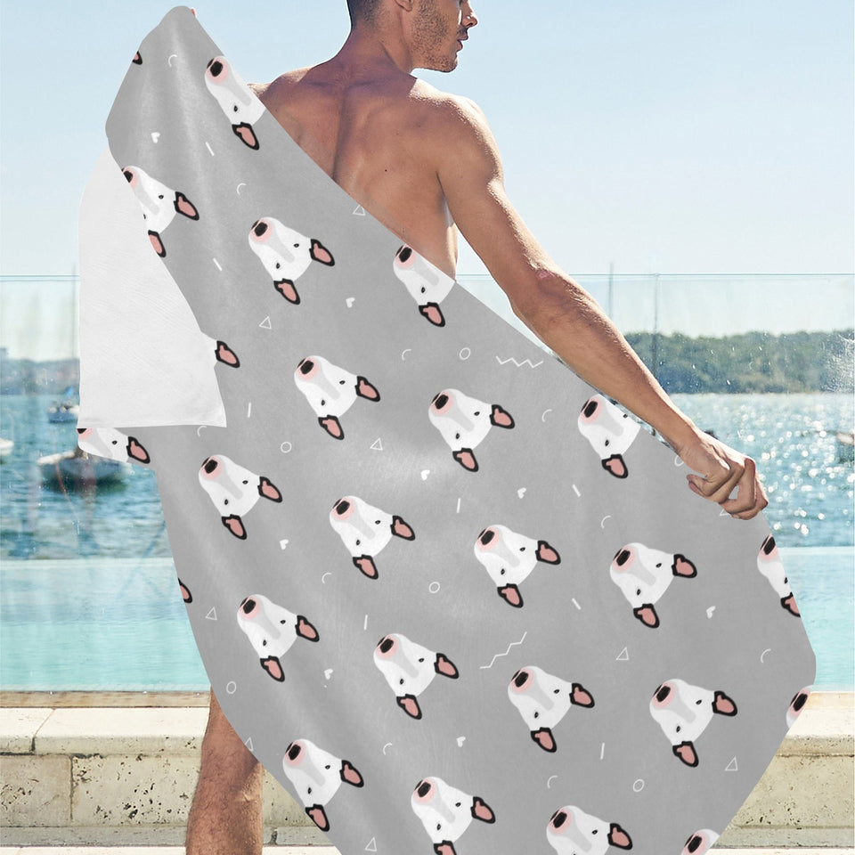 Bull Terrier Pattern Print Design 05 Beach Towel
